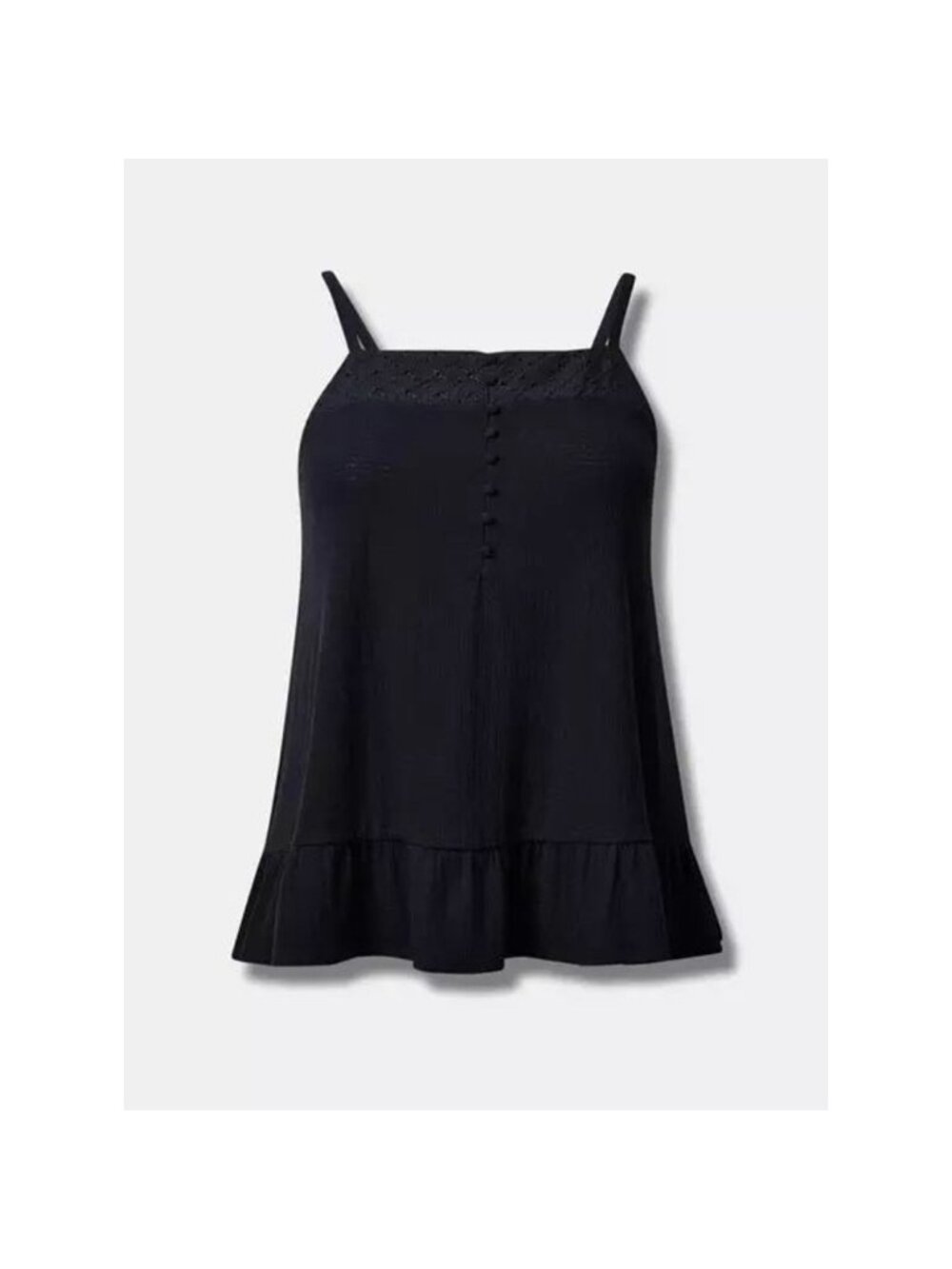 Black Texture Knit Woven Eyelet Square